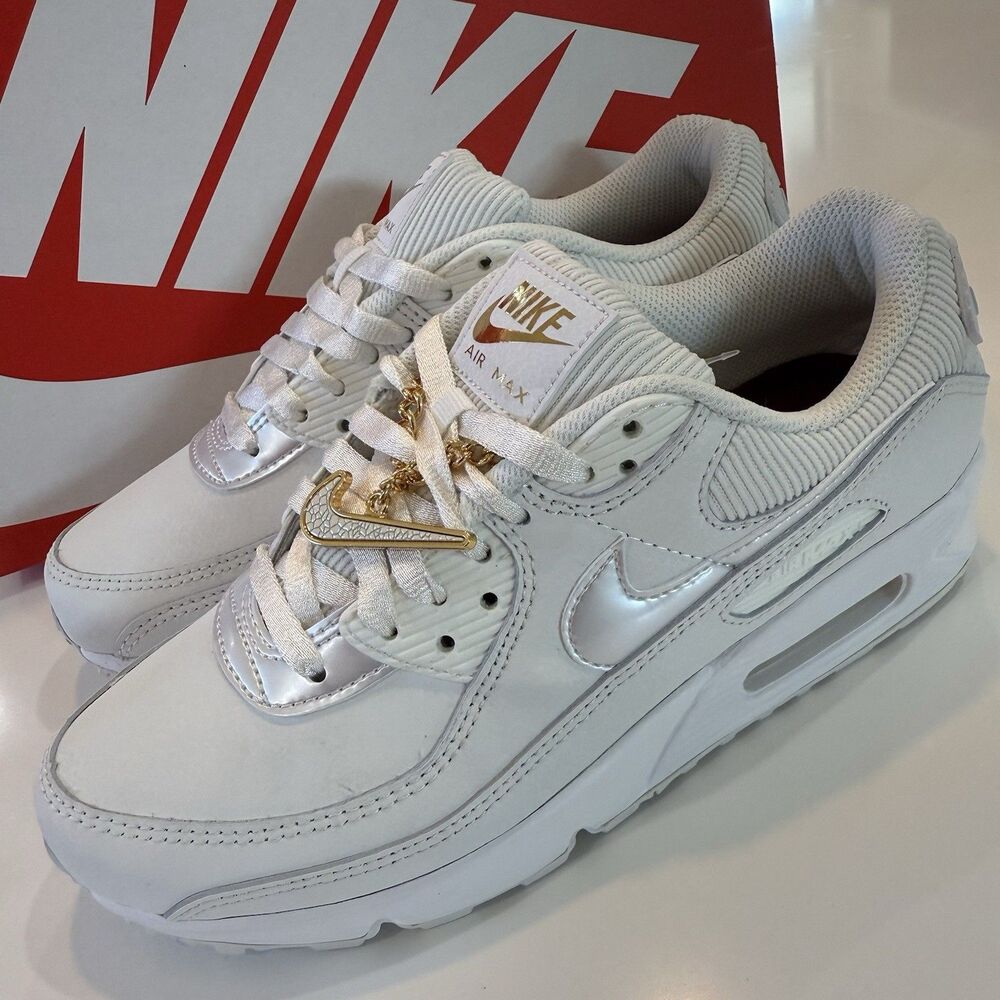 Women's Size 7 Nike Air Max 90 DC1161-100 Summit White Swoosh Chain NEW IN BOX